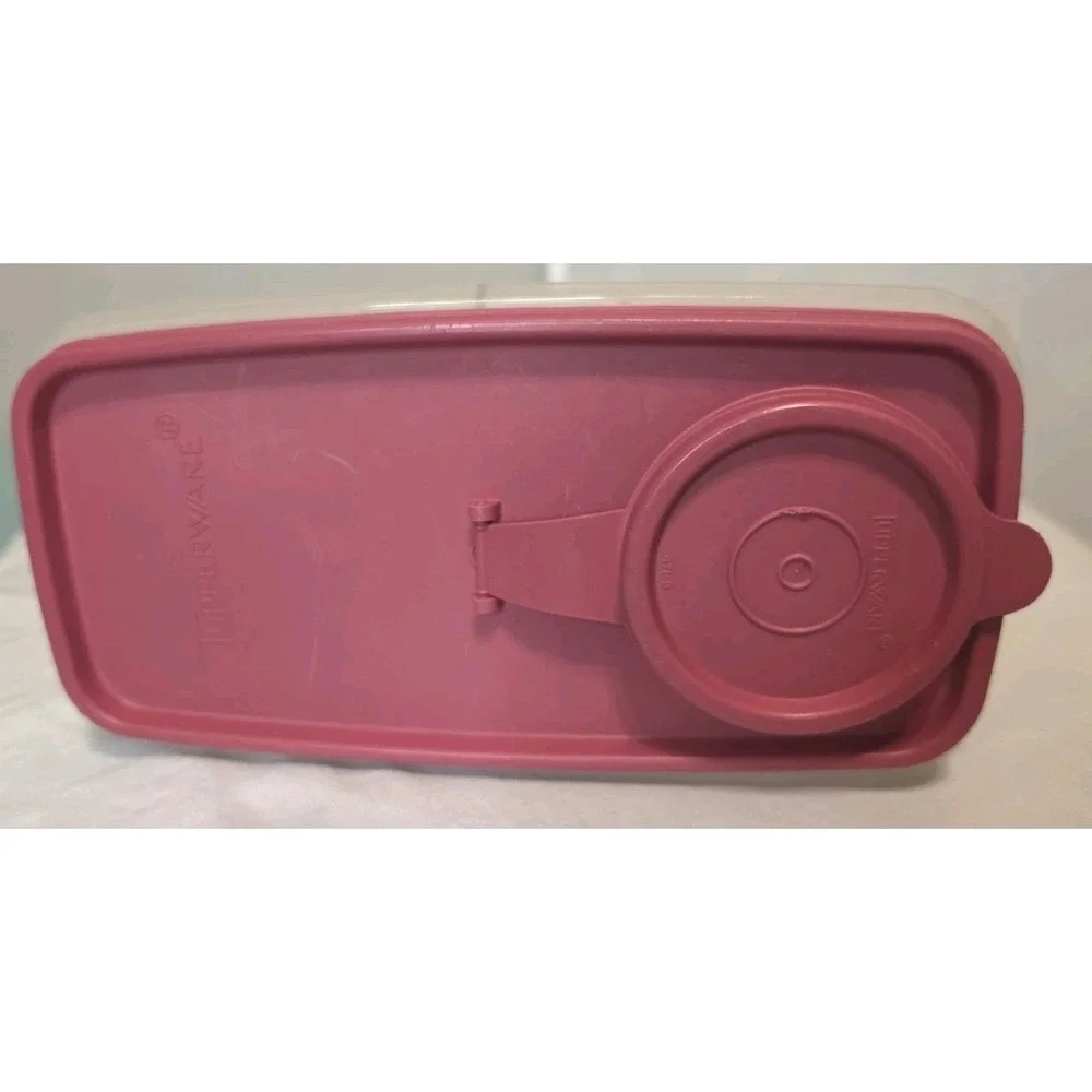 Vintage Tupperware 469-15  Clear Storage Container w/471-4 Flip Lid In Rose